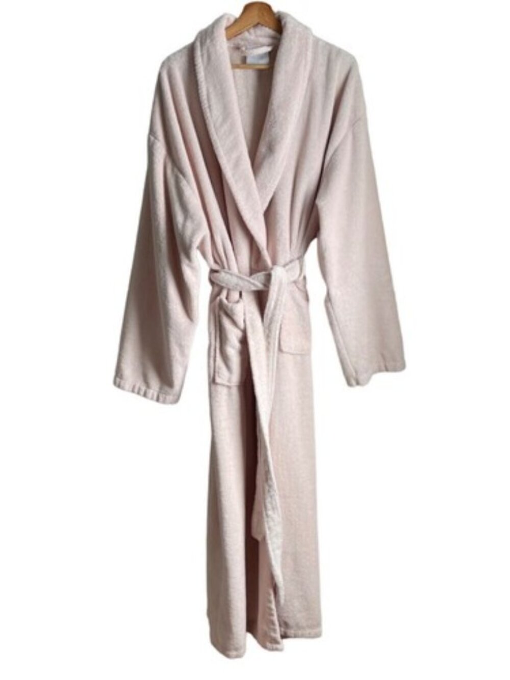 Frontgate Robe Unisex Size L Pale Pink Waist Tie Cotton Blend Made in Turkey